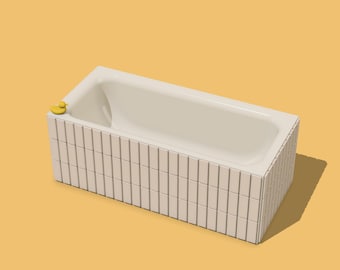 Miniature Tiled Bathtub: 1/12 Scale Dollhouse Furniture (Digital STL File)