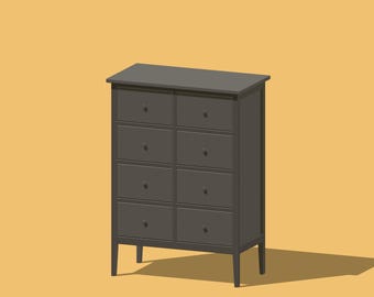 Cajonera miniatura de 8 cajones: Archivos STL para muebles de casa de muñecas (escala 1/12)