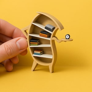Miniature  Decor Bookshelf 1/12 scale for Doll Funiture, Doll House - Digital STL files for 3d Printing