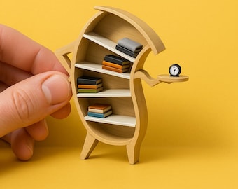 Miniature Dollhouse Bookshelf Decor 1/12 Scale - STL Files for 3D Printing