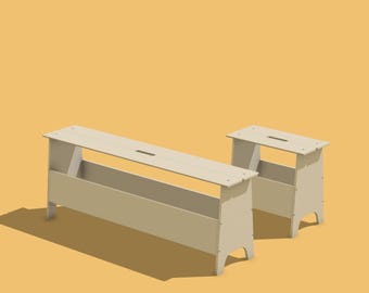 Dollhouse Miniature Bench and Stool Set: 1/6 & 1/12 Scale (Digital STL Files)