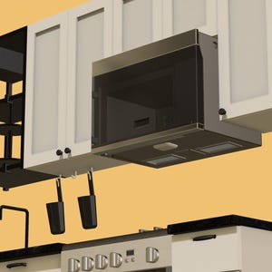 Miniature Over-the-Range Microwave: 1/12 Scale Dollhouse STL Files (3D Printing)