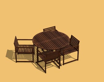 Table et fauteuils de maison de poupée miniatures à l'échelle 1/6 et 1/12 (fichiers STL numériques)