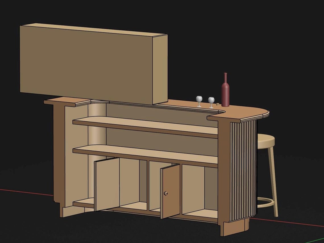 Miniature Bar Counter 3D Print Files: 1/12 Scale Dollhouse Diorama (STL ...
