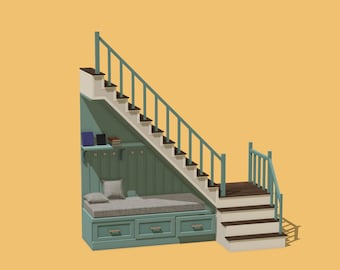 1/12 Scale L-shaped Staircase | Dollhouse Miniature 3D STL File (Digital Download)