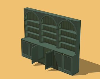 Pliki do druku 3D miniaturowej biblioteczki: meble do domku dla lalek w skali 1/12 (plik STL)
