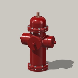 May include: A red fire hydrant with a black handle and a silver cap on top. The hydrant is made of metal and has a round shape.