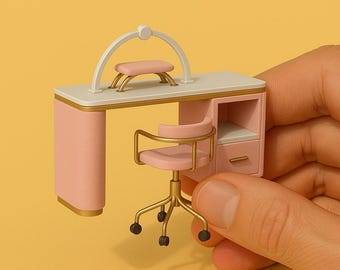 Miniature Nail Table Set: 1/12 Scale Doll Diorama (Digital STL Files)