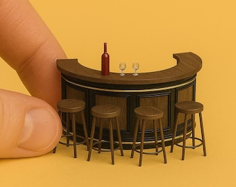 Miniature Bar Counter 1/12 Scale: Dollhouse Diorama STL Files (Digital Download)