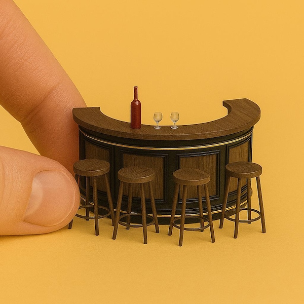 Miniature Bar Counter 1/12 Scale: Dollhouse Diorama STL Files (Digital Download)