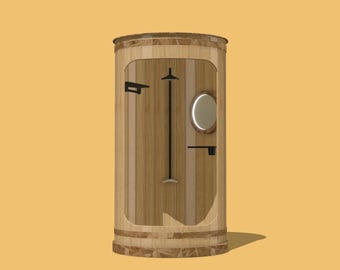 Miniature Shower Enclosure Outdoor: 1/12 Scale Dollhouse Digital STL Files (3D Printing)