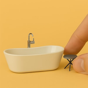 Miniatyrbadkar: Dockhusmöbler i skala 1/12 (STL-filer) (digital nedladdning)