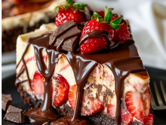 The MOST Luxurious Chocolate Strawberry Swirl Cheesecake Decadent Creamy  Dessert With Marbled Strawberry & Chocolate Layers RECIPE - Etsy