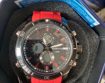 montre martyn line rouge etiquette