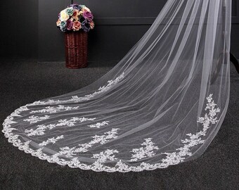 Lace Applique Edge Cathedral Veil