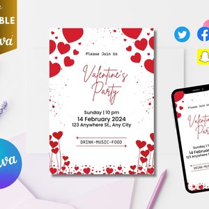 Galentine&#39;s Day Party Invitation Friends Valentine&#39;s Day Party Printable Galentine&#39;s Day Party Invite Editable Printable Download
