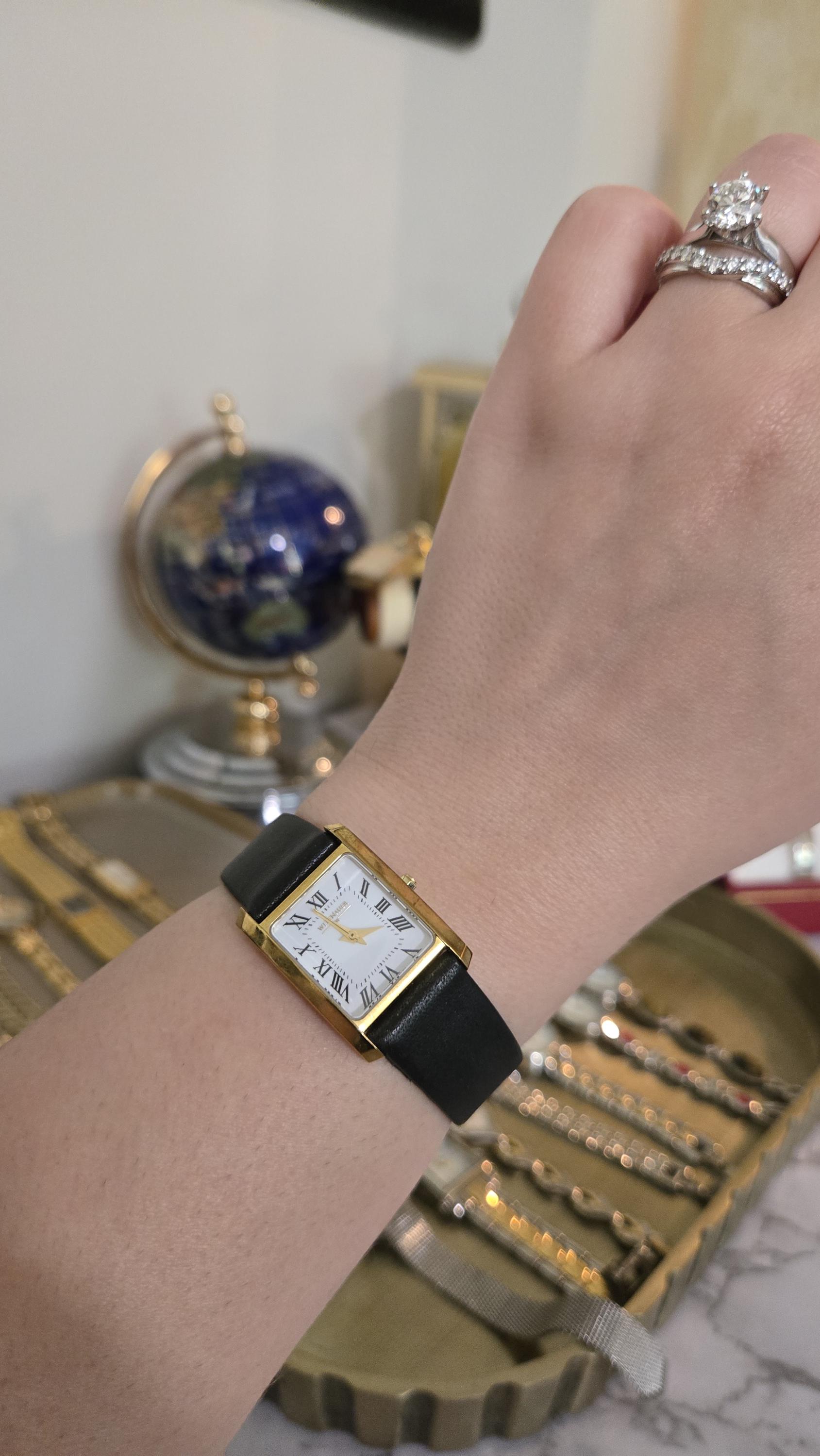 Vintage Wittnauer Watch, Gold Case, White Dial, Black  display picture 3