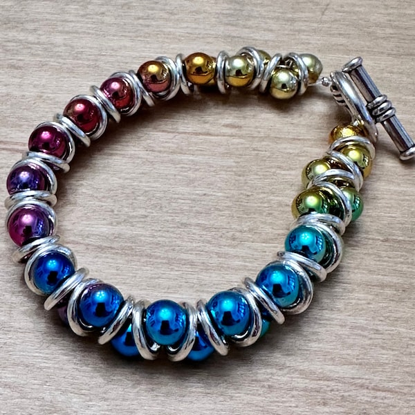 Rainbow Hematite Goddess Bracelet-Earring option-Bracelet & Earring Combo option-Beads