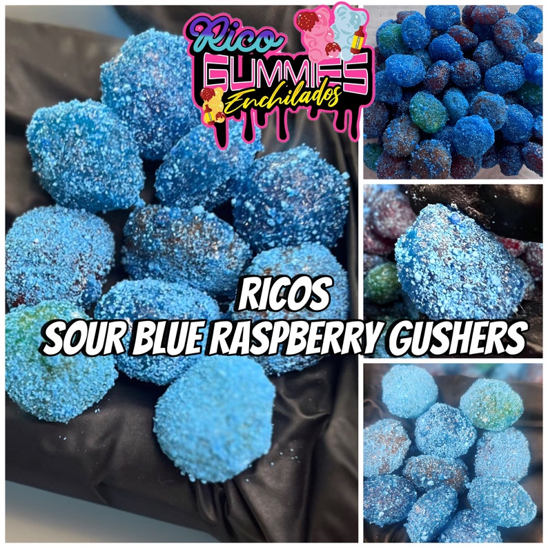 Blue Raspberry Words Ricos Sour Blue Raspberry Gushers 8oz - Etsy