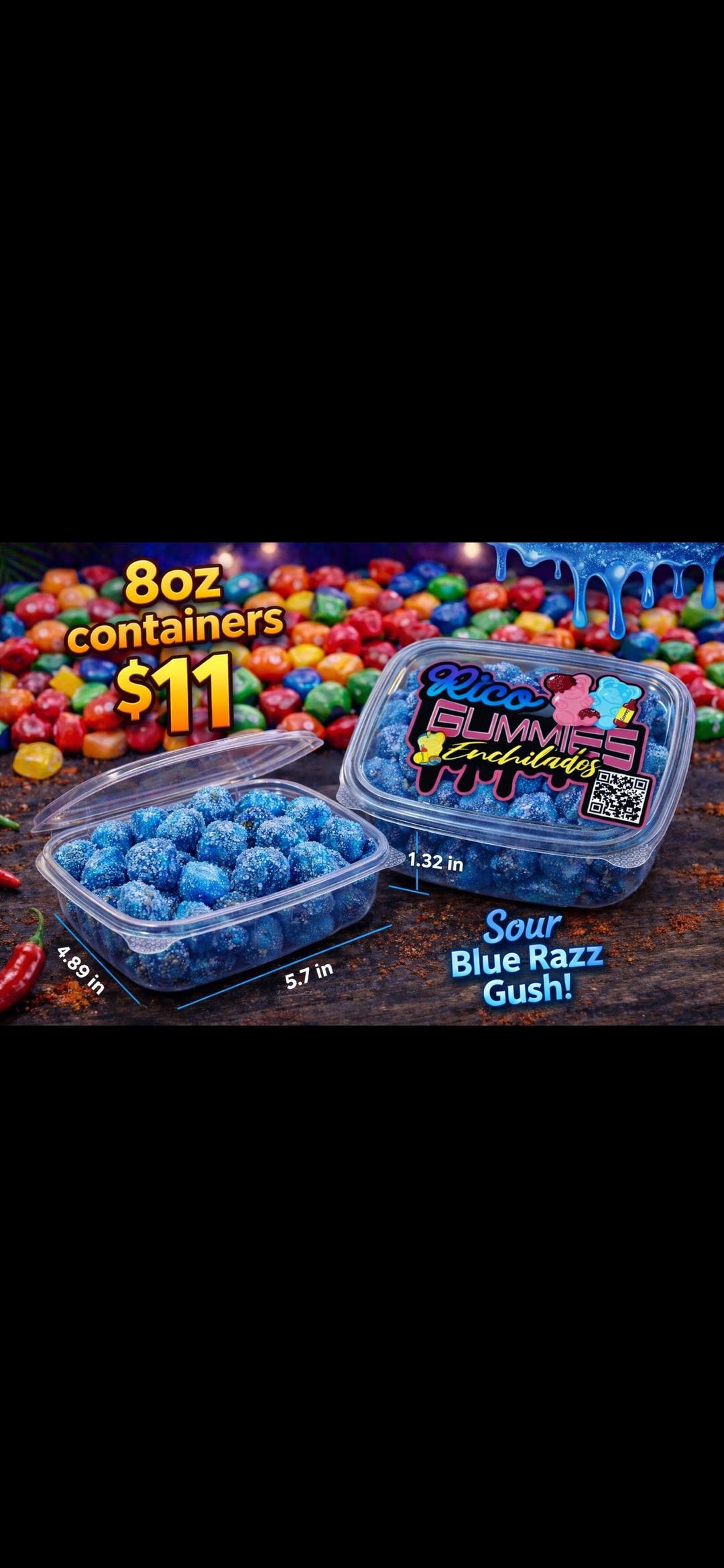Ricos Sour Blue Raspberry Gushers 8oz - Etsy