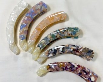 Pinzas para el cabello con forma de plátano estilo mármol para coleta, pinza para dar volumen al cabello,