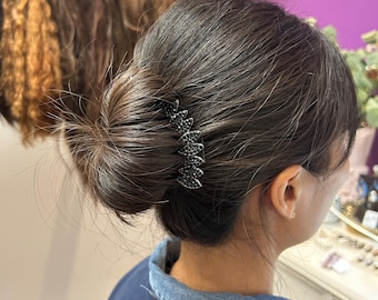 Crystal Hair Stick – 4-Prong Updo Pin for French Twist, Bun Holder Made in Korea