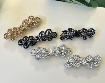 Barrette à Cheveux Vintage élégante - Strass Cristal, Couleur Bleu/noir, Fabrication Corée