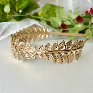 Gold Laurel Leaf Headband, Greek Goddess Hair Accessory, Boho Bridal Headpiece