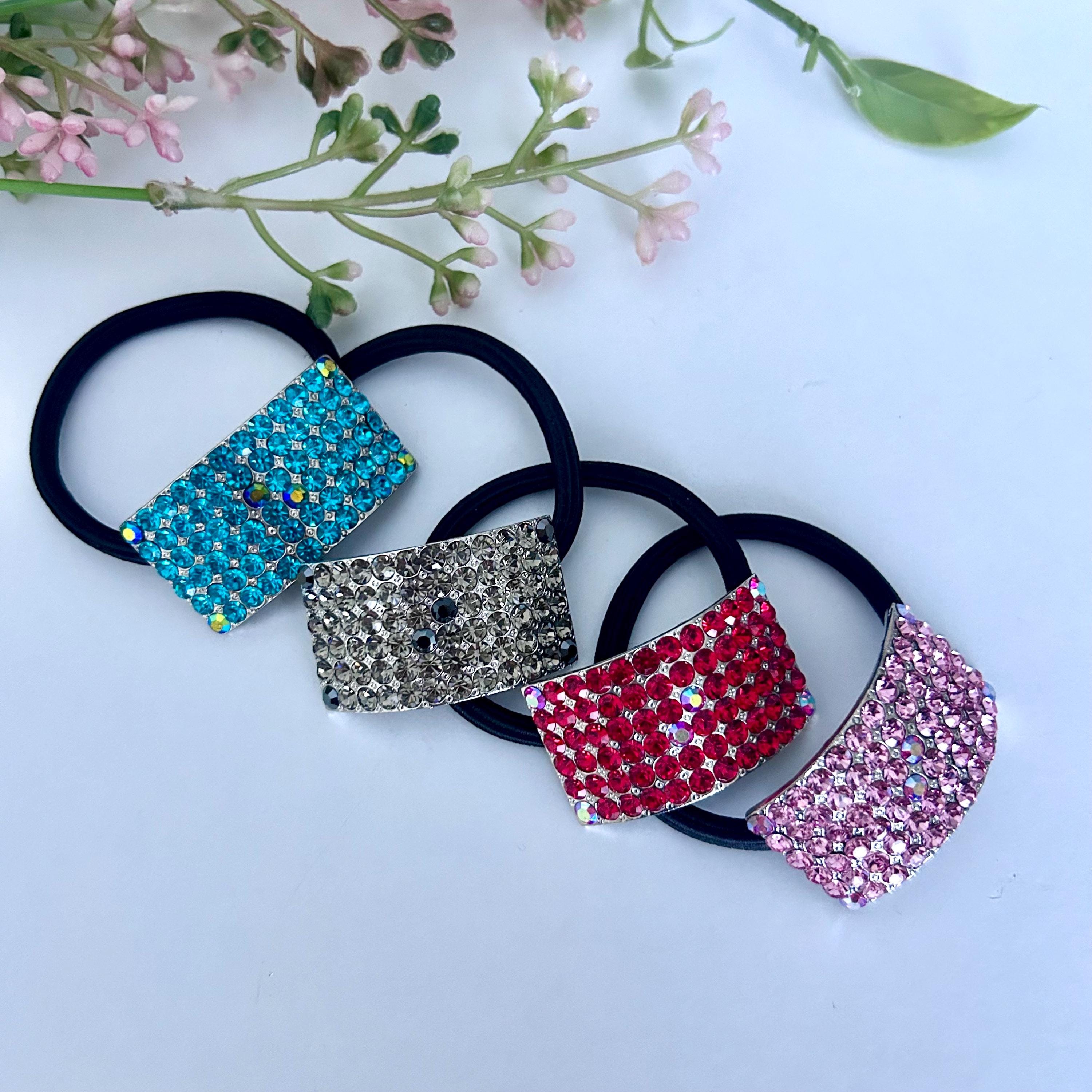 Crystal Rectangle Hair Tie, Korean Simple Elegant Elastic Ponytail Holder