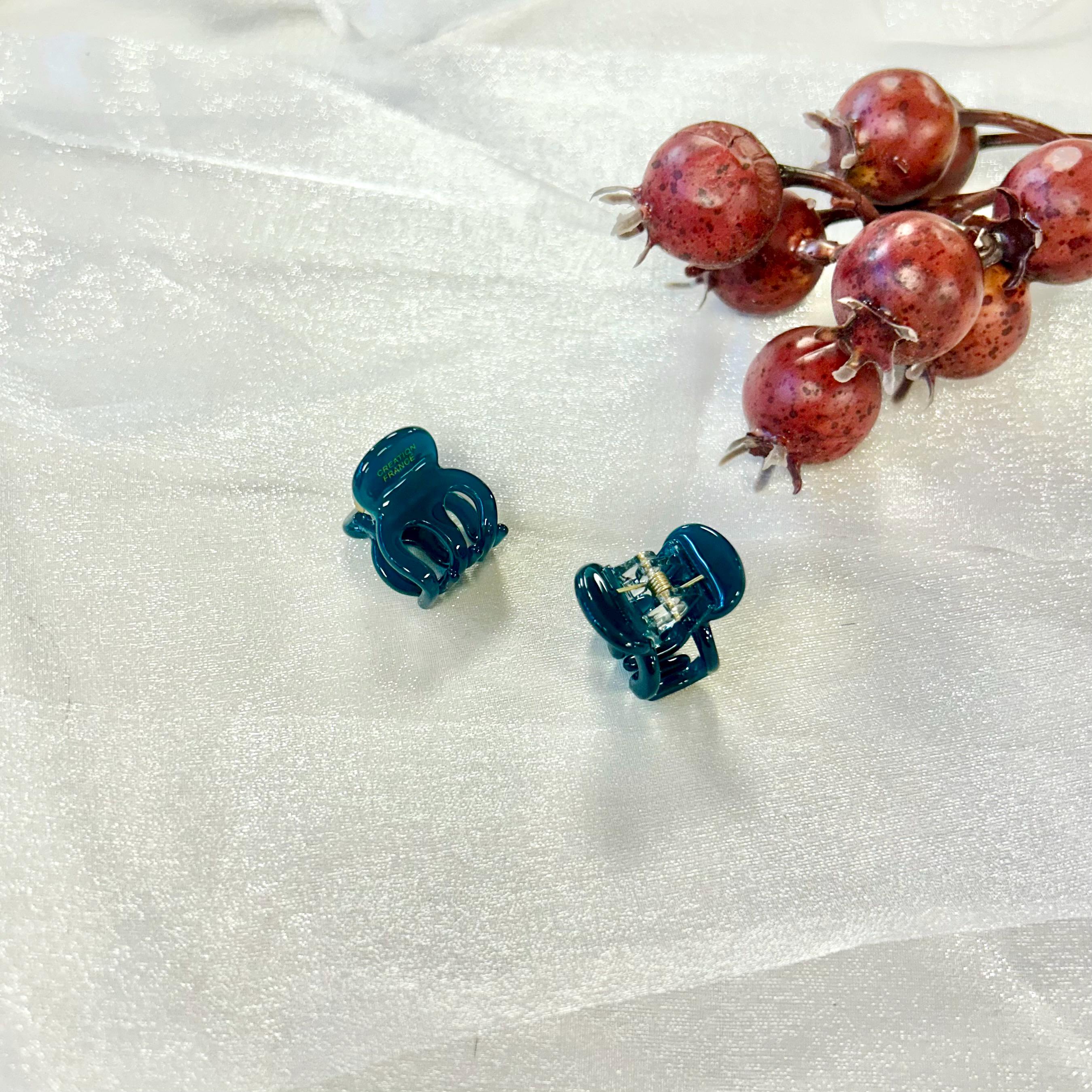 Vintage Rare French Charms Hair Barrette Clip Brass Tone Metal Cobalt Blue Glass Cobalt Blue Barrette - Etsy main image 3