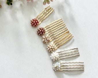 Small & Simple Pearl  Wedding Comb (set of 2)