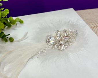Feder Hochzeit Haarspange: Edelstein Braut Haarkamm