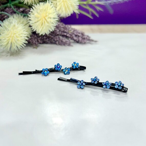?New Two Set Crystal Flower Shaped Hair Pins Pink Crystal Flower Hair Pins Set of Two – Handmade Bridal  main image 2