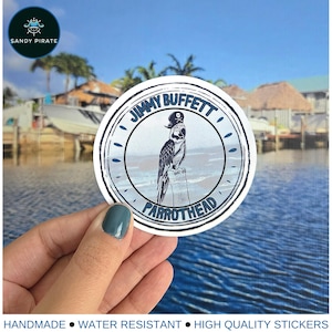 Jimmy Buffett Sticker Parrot Head Fan Sticker Pirate Parrot Jimmy Buffett Die-Cut Stickers Margaritaville Gift Parrothead Merch Handmade