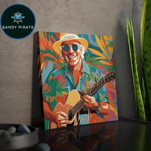 Jimmy Buffett Canvas Print Jimmy Buffett Wall Art Parrothead Gift Decor Parrot Head Canvas Colorful Artwork Square Print Tropical