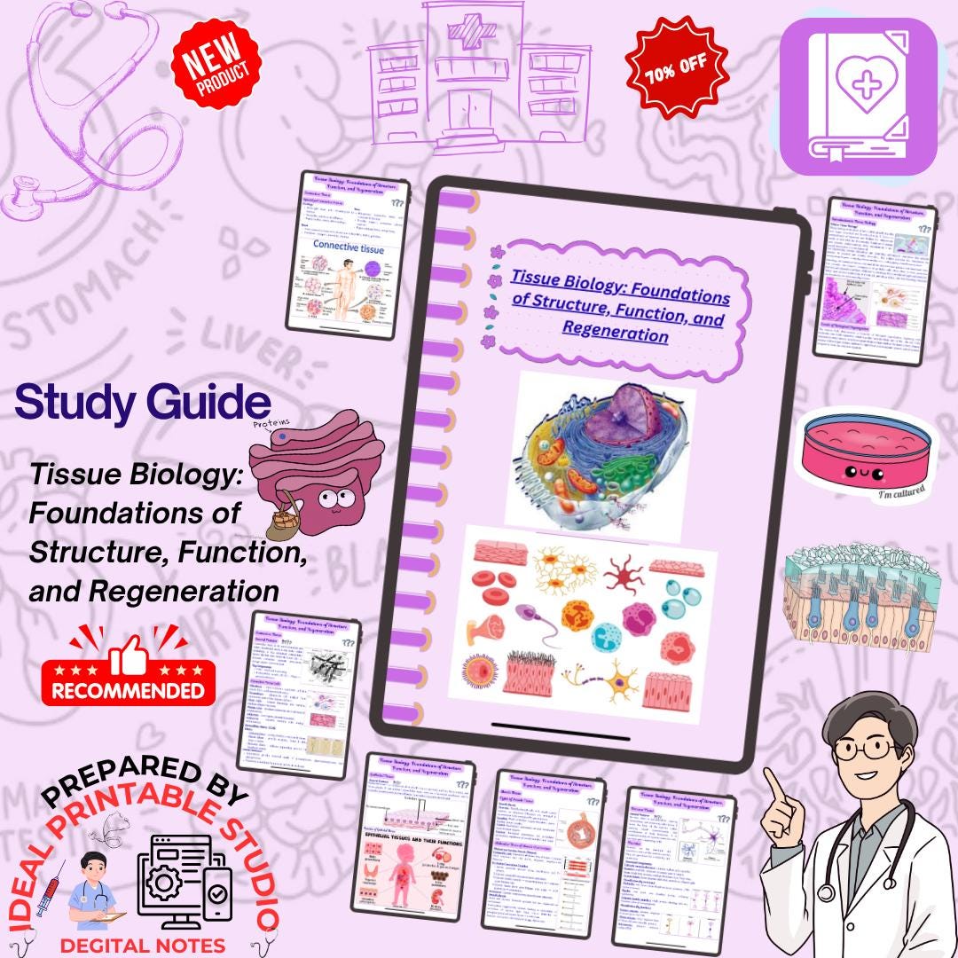 Tissue Study Guide Pdf Study Guide of Tissue Biology: Anatomy, Physiology, Regeneration - Etsy ...