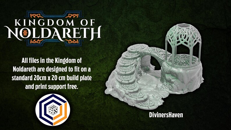 Pu&ograve; includere: Una miniatura stampata in 3D di un ponte di pietra e un gazebo con dettagli intricati. Il ponte ha gradini che conducono ad esso e un arco. Il gazebo ha un tetto a cupola e una base circolare. La miniatura &egrave; progettata per adattarsi a una piastra di costruzione di 20 cm x 20 cm.