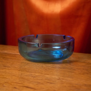 Vintage Blue Aqua Bowl Shaped Ashtray
