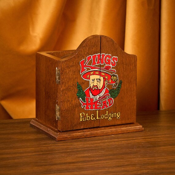 Vintage Kings Head Pub & Lodging Coaster Dart Board Set WITH DARTS