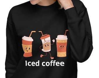 Eiskaffee Sweatshirt, Kaffee Liebhaber Rundhalsausschnitt, Koffein Addict Pullover, Kaffee Pullover, Kaffee Sweatshirt Frauen, Geschenk für Sie