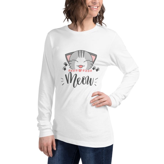 Cat Silhouette Long Sleeve, Cat Long Sleeve Shirt, Cat Lover, Meow
