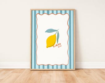 Retro Limoncello Print | Sicilian Lemon Kitchen Art (Digital Download)