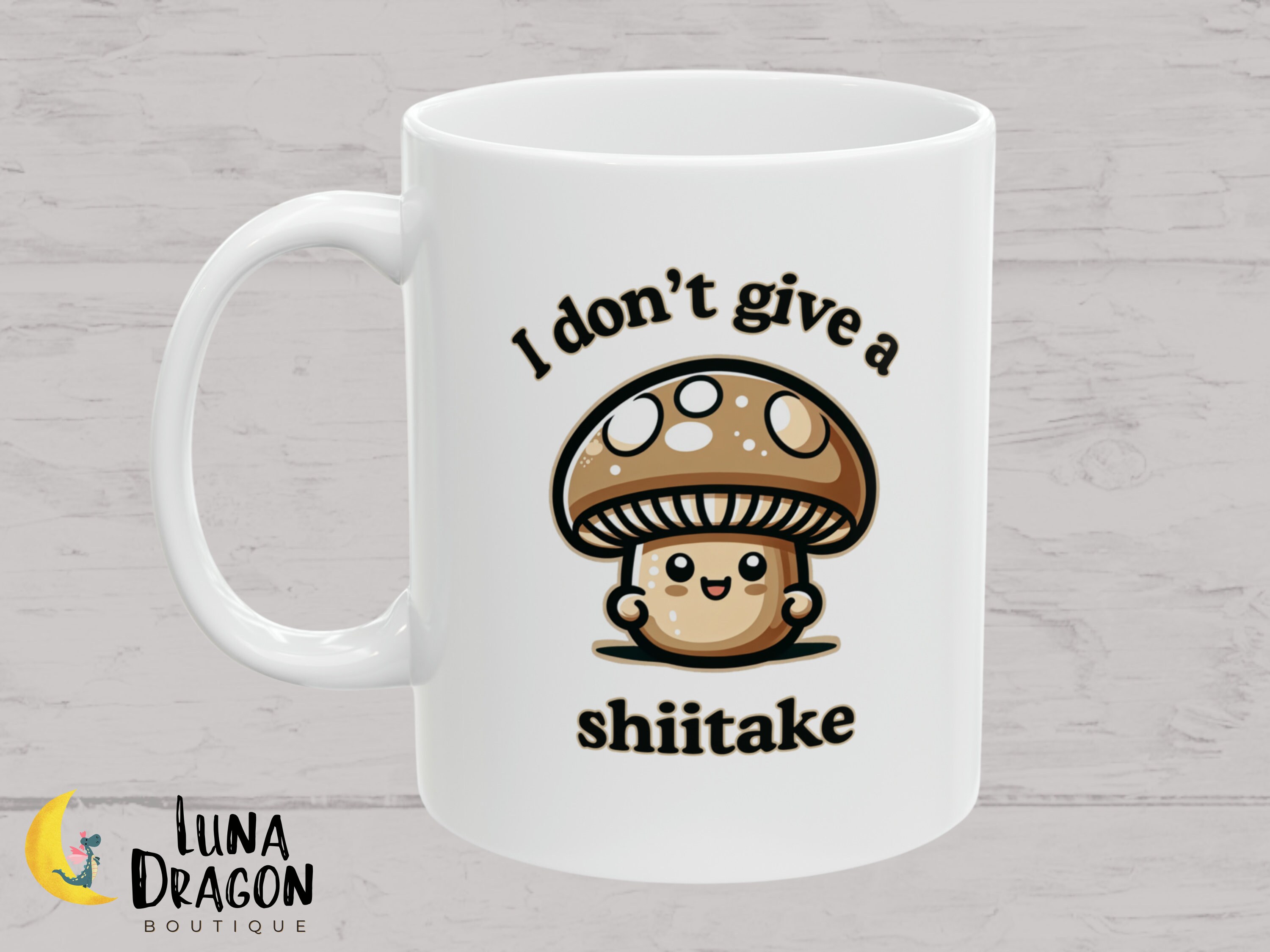 Funny Mushroom Coffee Mug, Hilarious 'I Don't Give a Shiitake' Mushroom