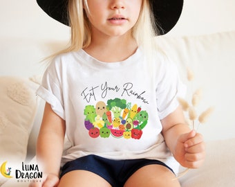 Cute Eat Your Rainbow Kids Shirt, Vegan Child Tshirt, Kawaii Farmers Market Fruit & Vegetable Shirt, Youth Shirt, Toddler Tee, Baby Tshirt