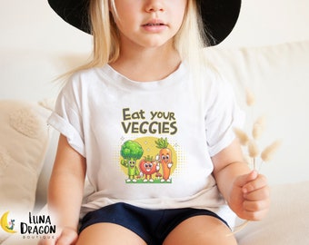 Cute Eat Your Veggies Kids Shirt, Retro Graphic Child Tshirt, Kawaii Farmers Market Vegetable Shirt, Youth Shirt, Toddler Tee, Baby Tshirt