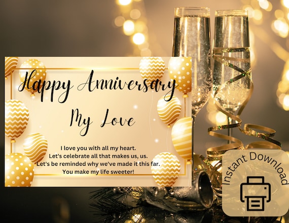 Happy Anniversary My Love, Gold - Etsy