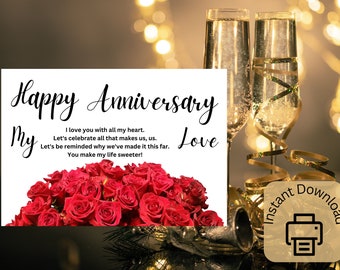 Happy Anniversary My Love, Roses - Etsy