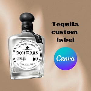 Tequila Label Canva Template Personalized Custom Digital Download Groomsmen Gift Bachelorette Party Gifts for Him Dad