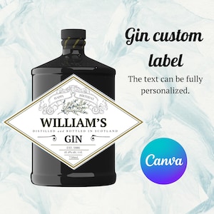 Modello di etichetta per gin Canva personalizzato Download digitale personalizzato Regalo per sposo Regali per addio al nubilato per lui Papà, Gin fai da te