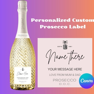 Personalised Prosecco Champagne Wine Digital Label Sticker perfect Gift for Birthday Anniversary Funny Novelty